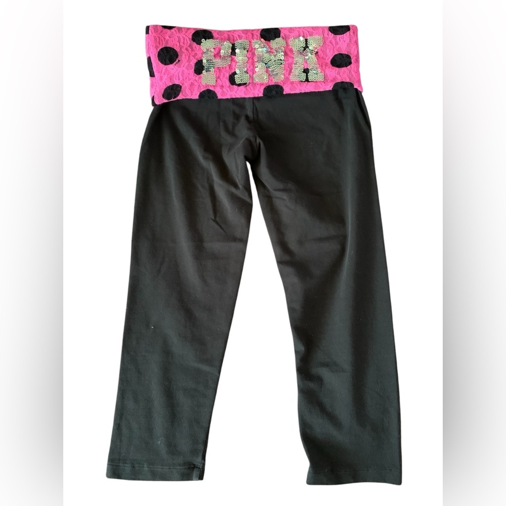 Pink and Black Polka Dot Top with Black Pants